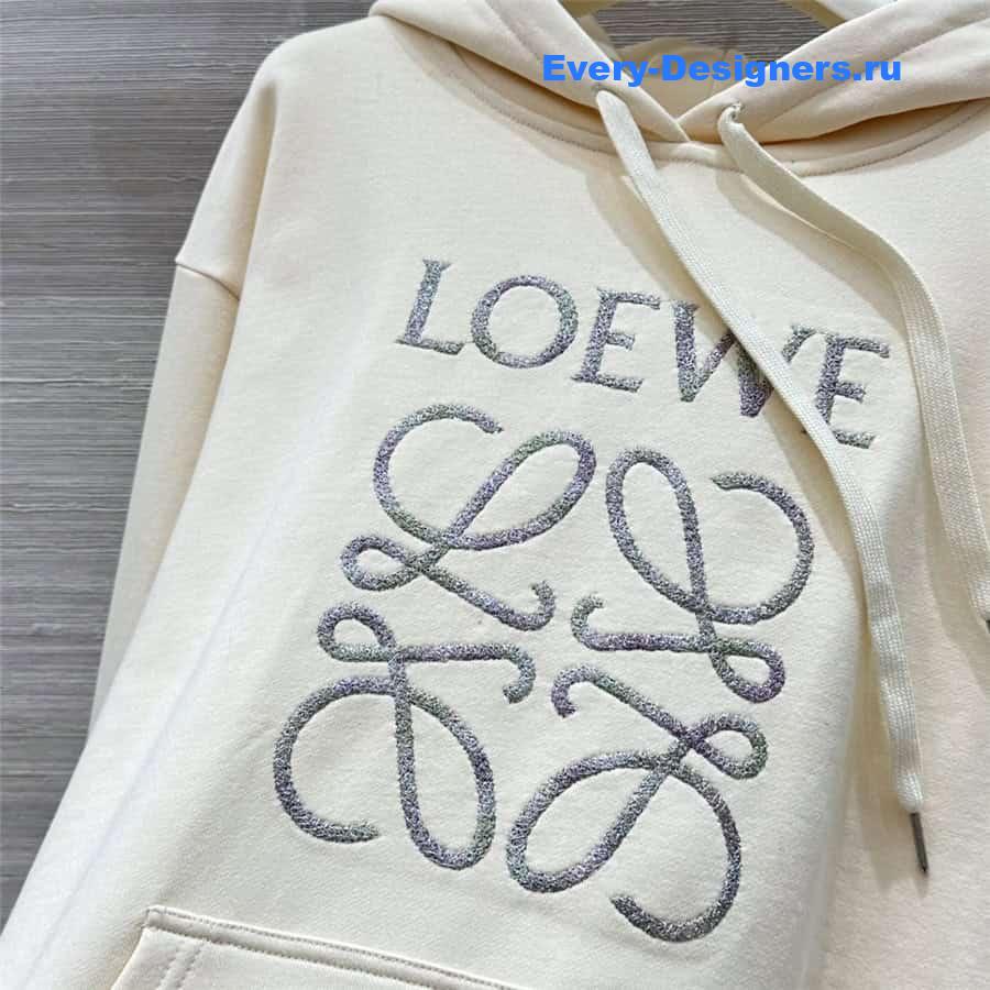 L0ew* embroidered logo hoodie white