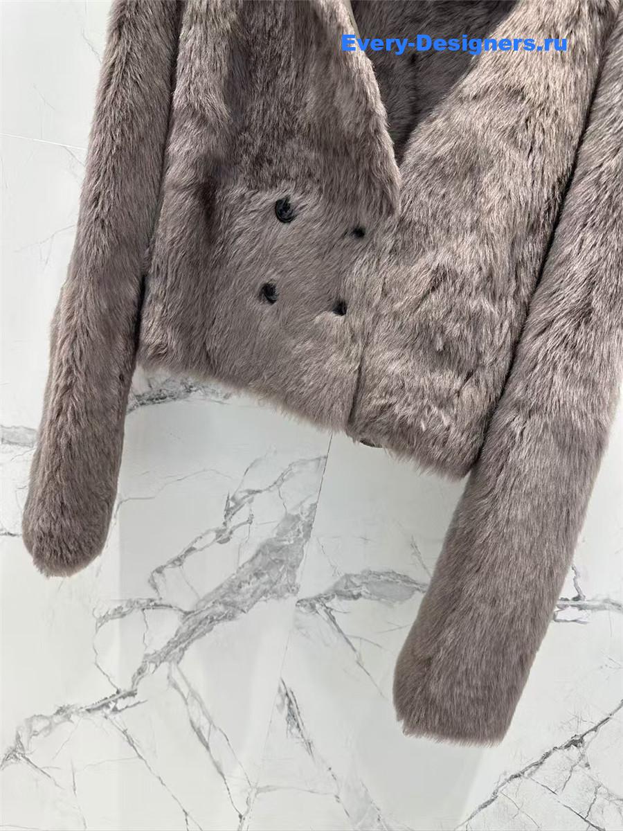 M1um1u long hair lapel sheepskin fur coat