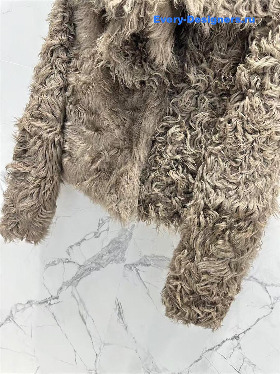 BC Sheepskin Shearling Coat with Curly Collar