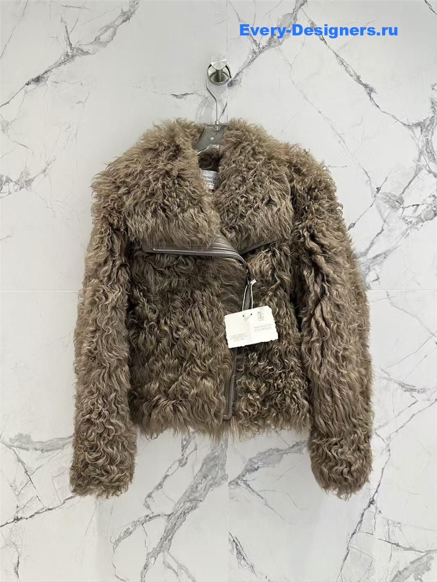 BC Sheepskin Shearling Coat with Curly Collar