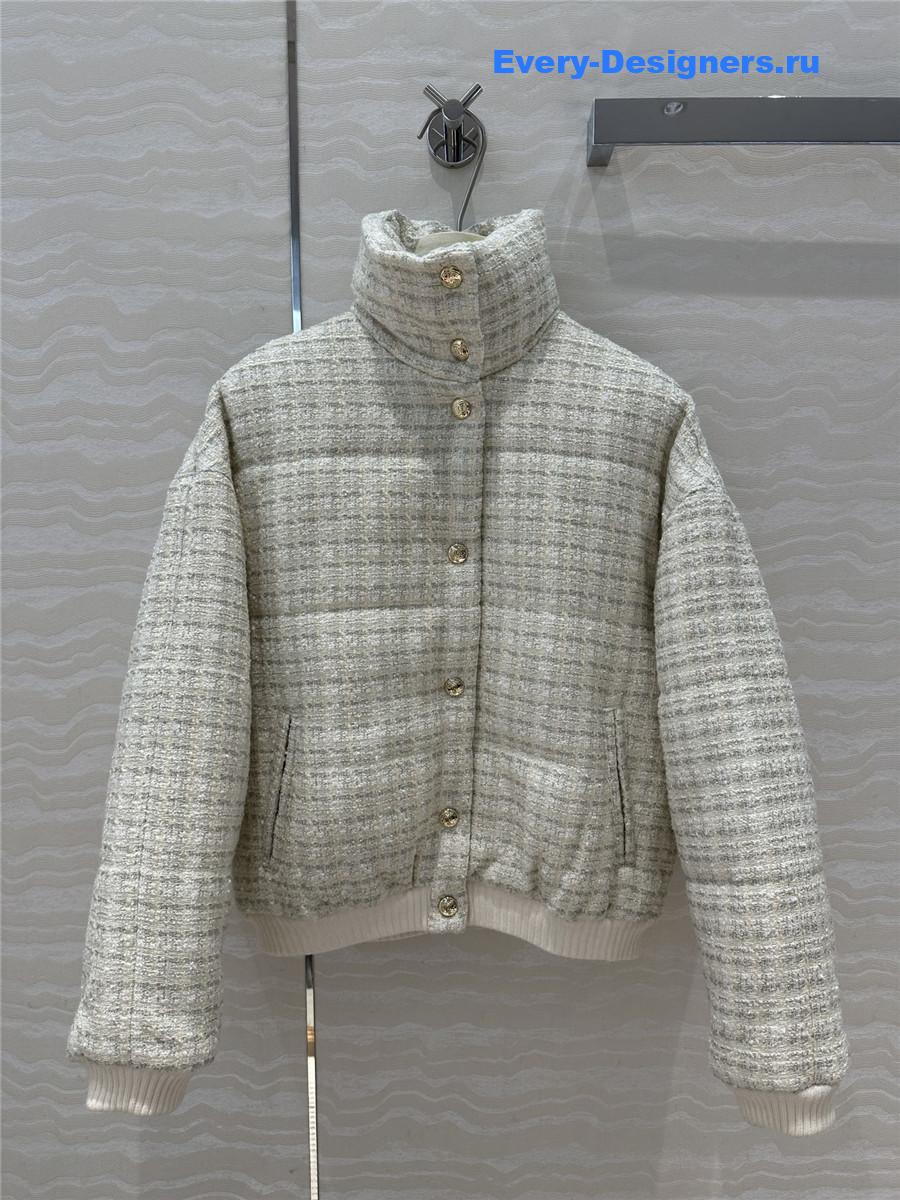 CC woven tweed check quilted jacket