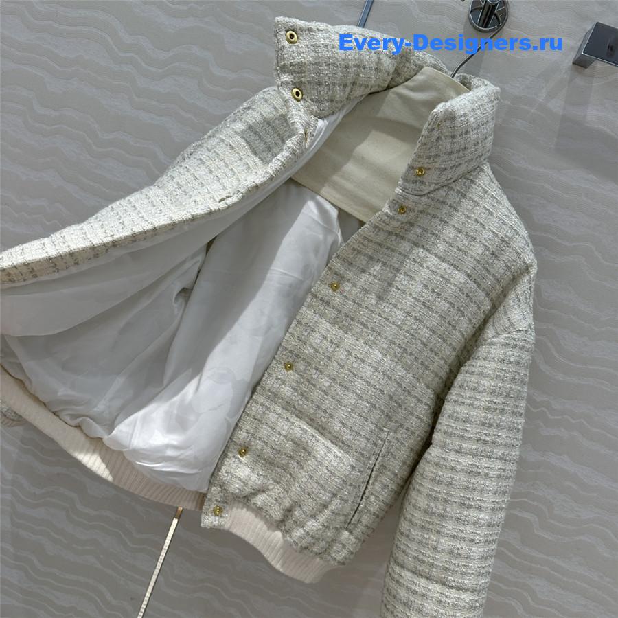CC woven tweed check quilted jacket