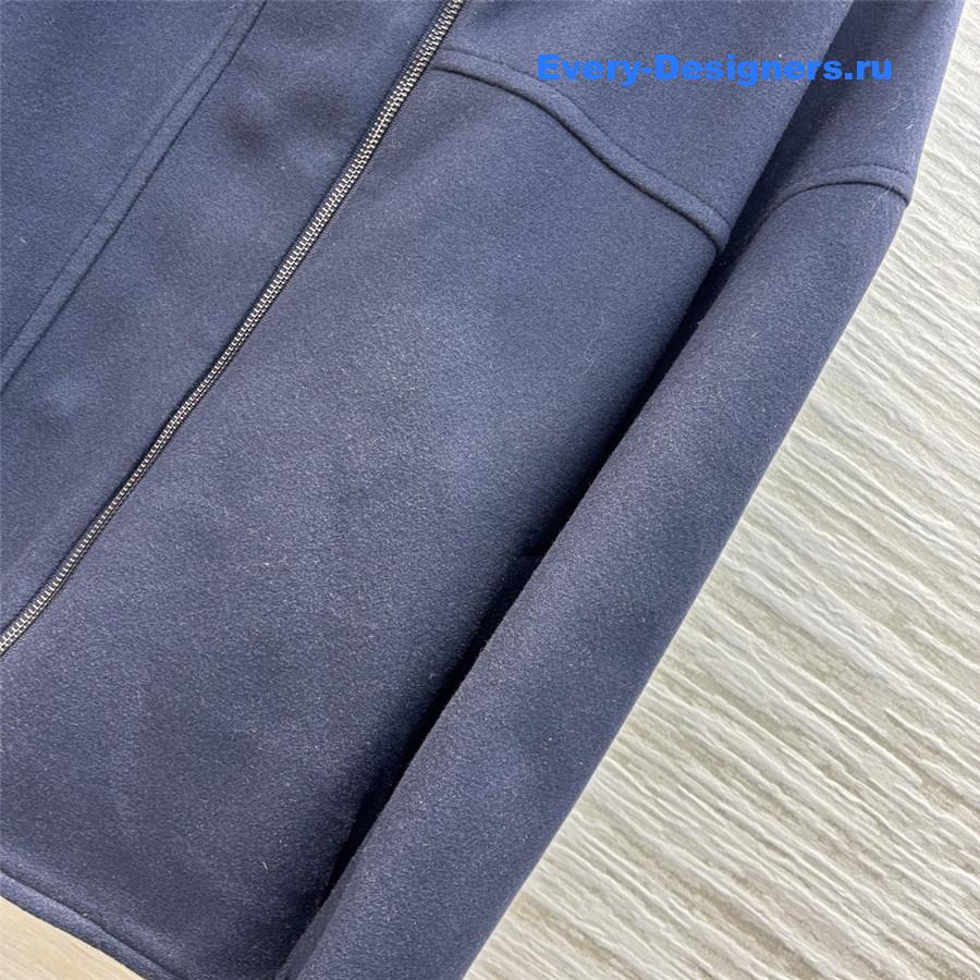 D10r navy blue hooded woolen coat