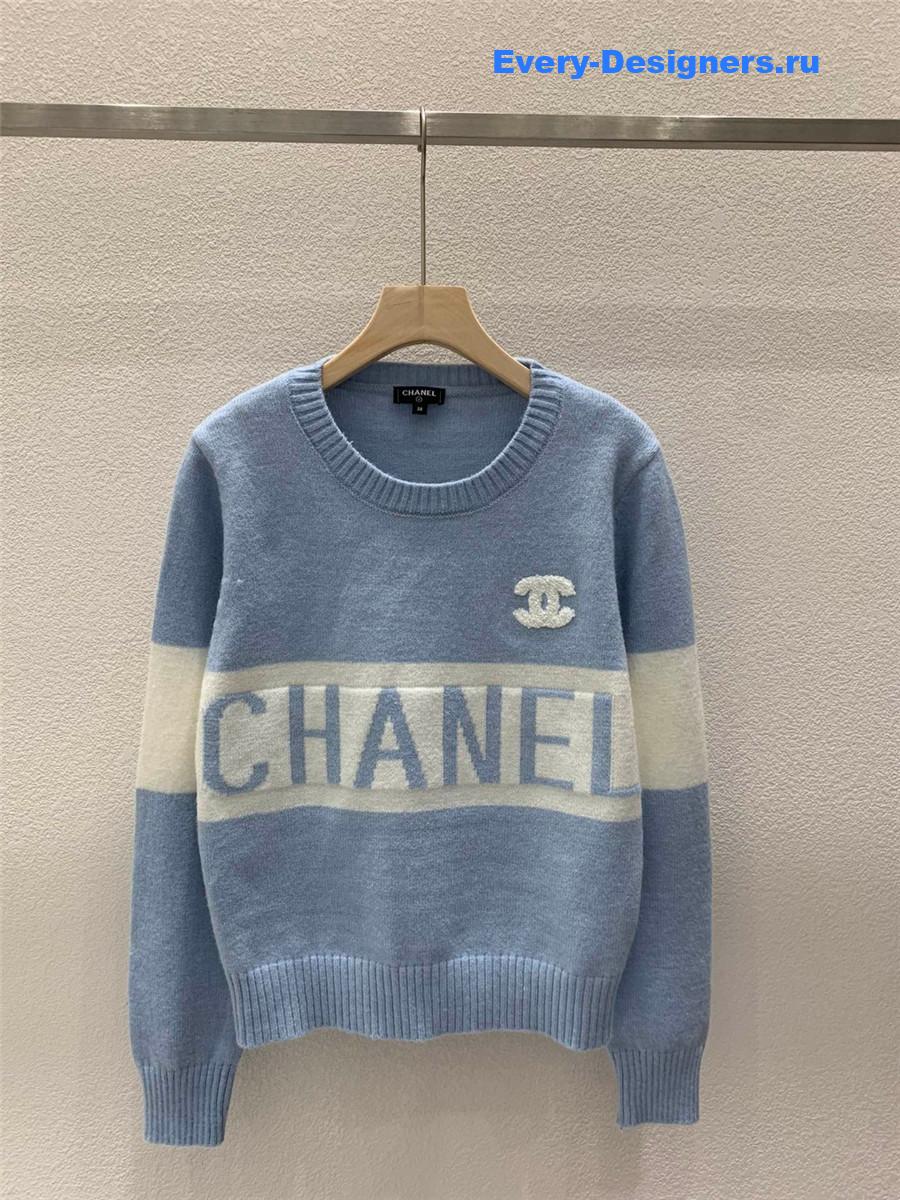 CC Logo Jacquard Knit Sweater in Blue