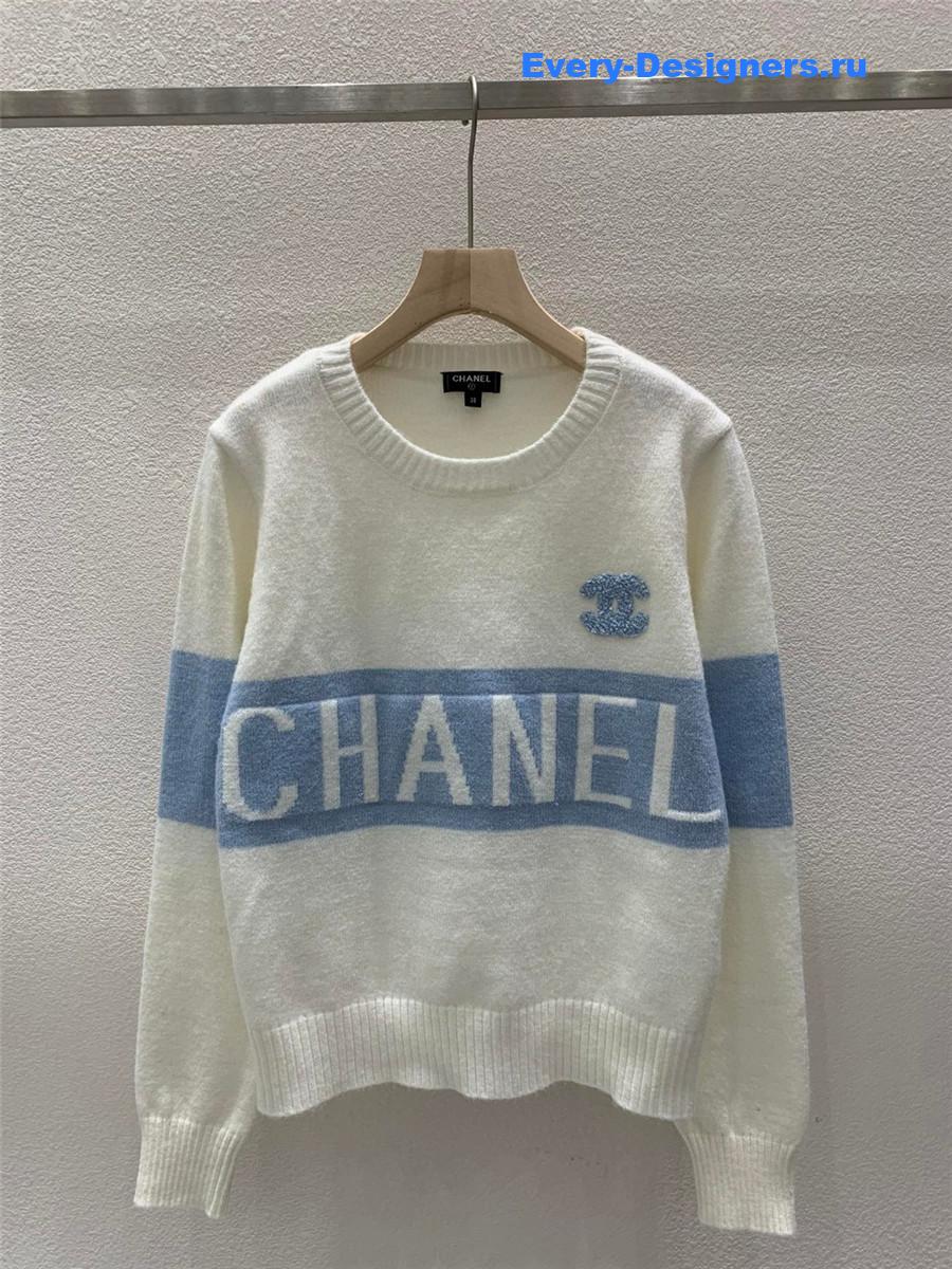 CC Logo Jacquard Knit Sweater in White
