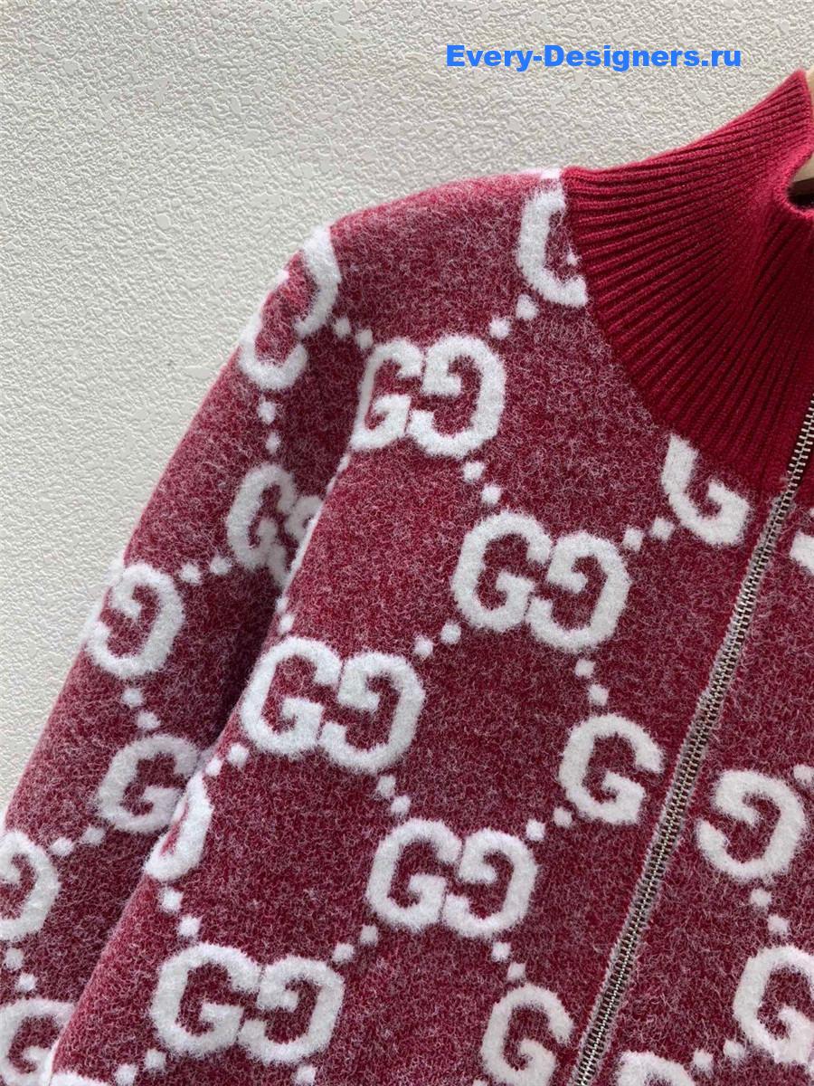 Gvc*1 stitch jacquard cardigan in red