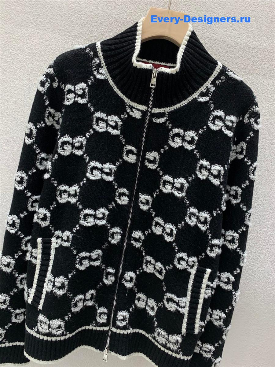 Gvc*1 stitch jacquard cardigan in black
