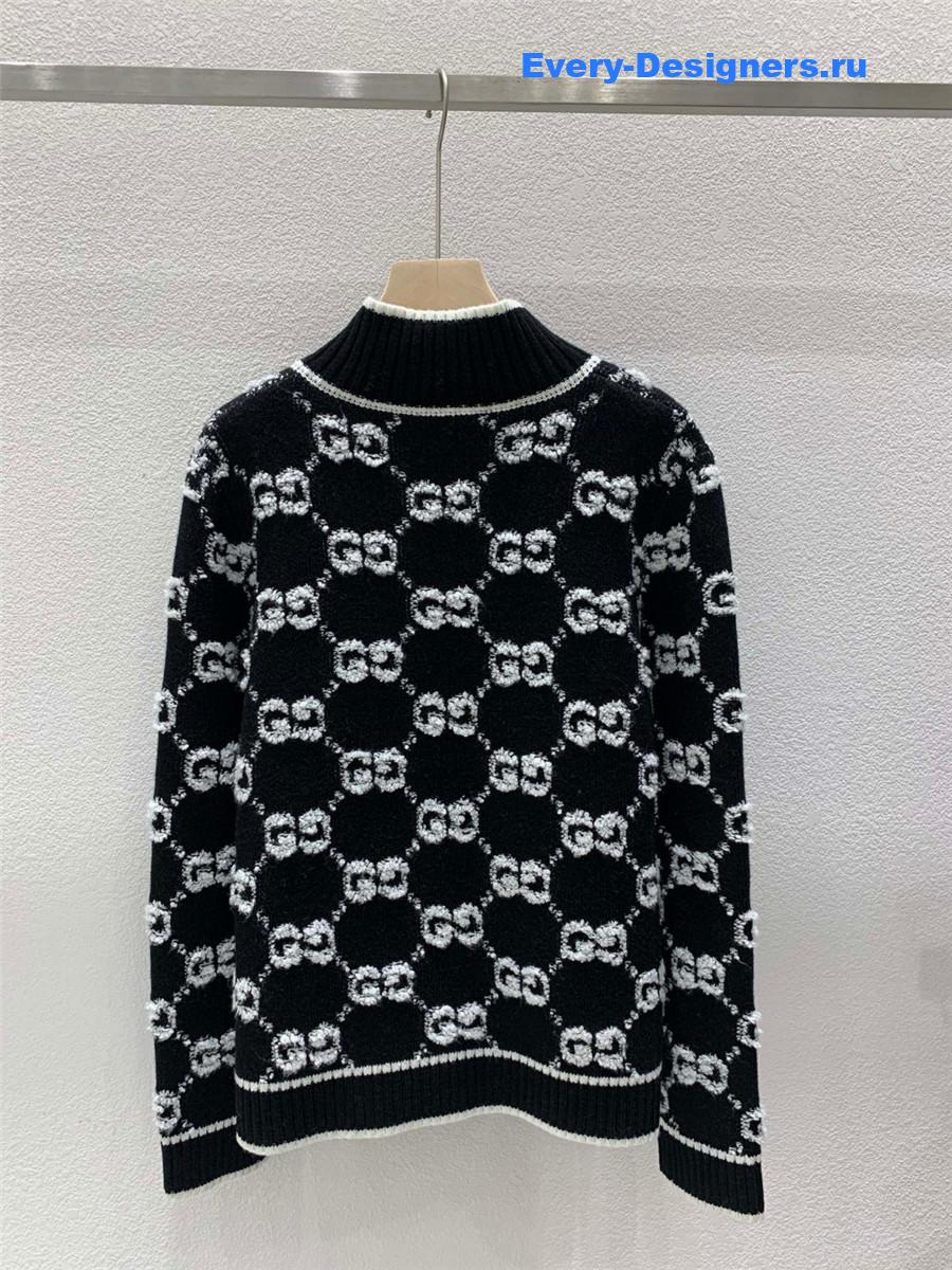 Gvc*1 stitch jacquard cardigan in black