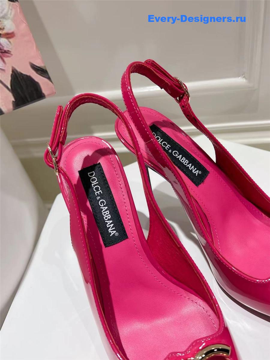 Dolce & Gabbana Polished Calfskin Slingbacks in Fuchsia