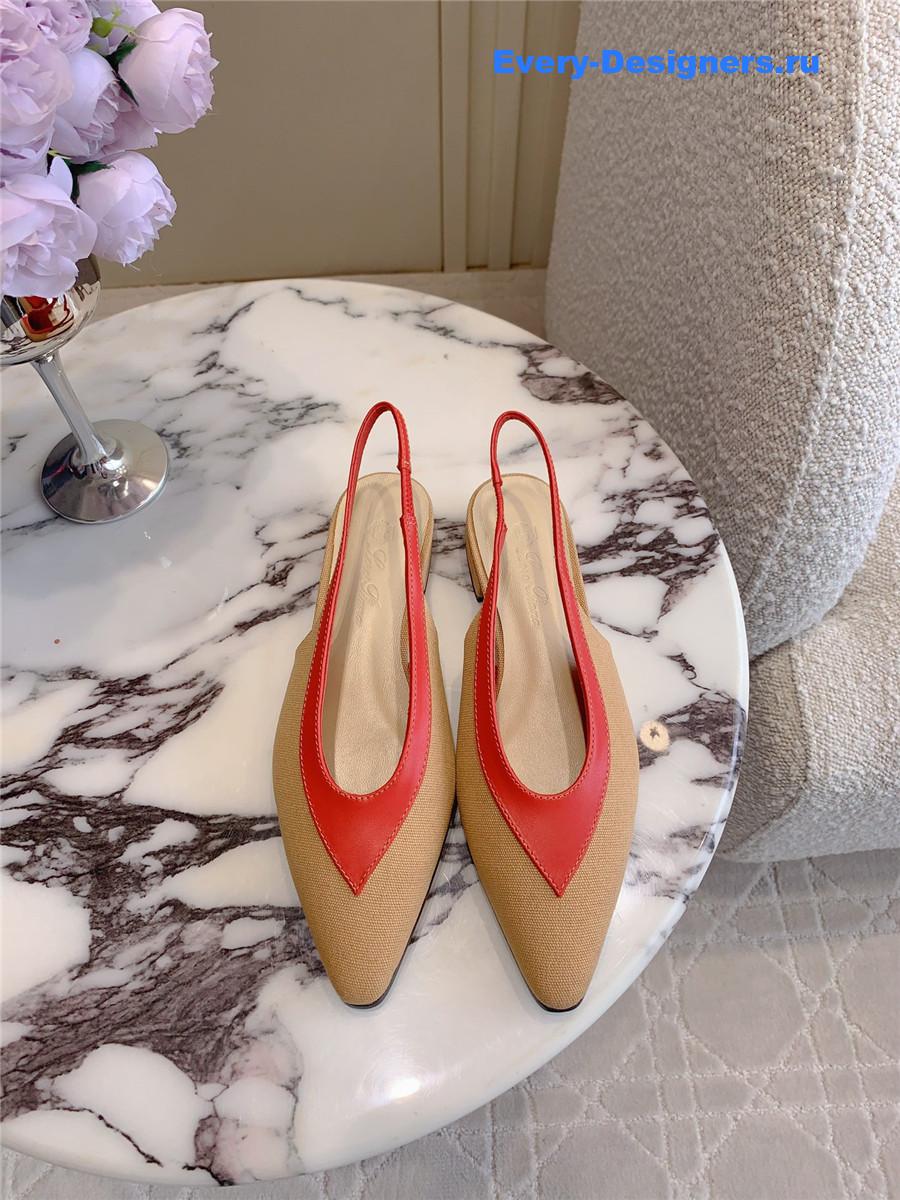L0r0 P1ana rebecca slingback flats in wood