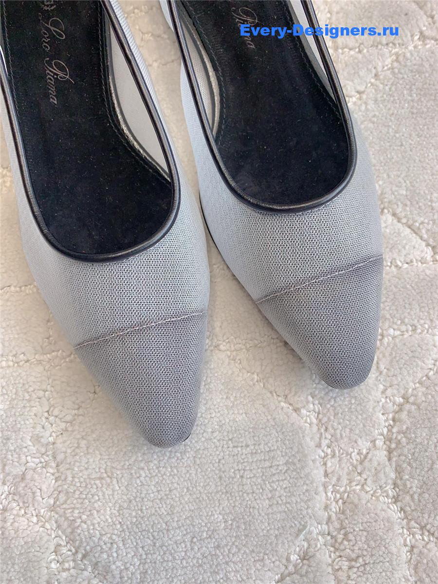 L0r0 P1ana primula ballet flat in ash-grey microfibre