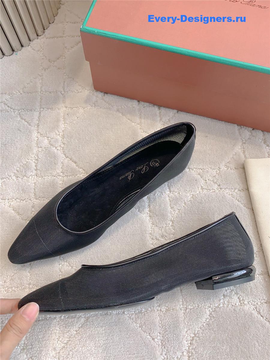 L0r0 P1ana primula ballet flat in microfibre black