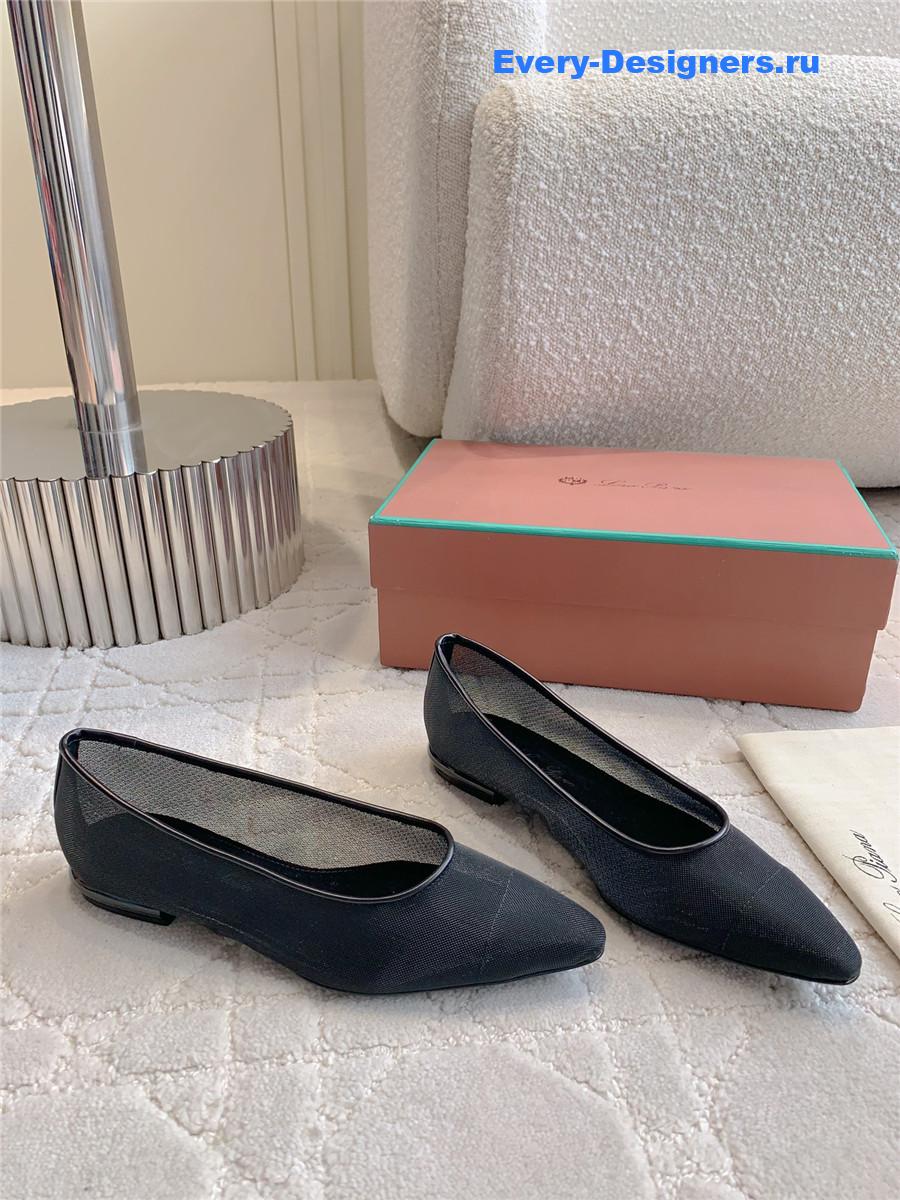 L0r0 P1ana primula ballet flat in microfibre black