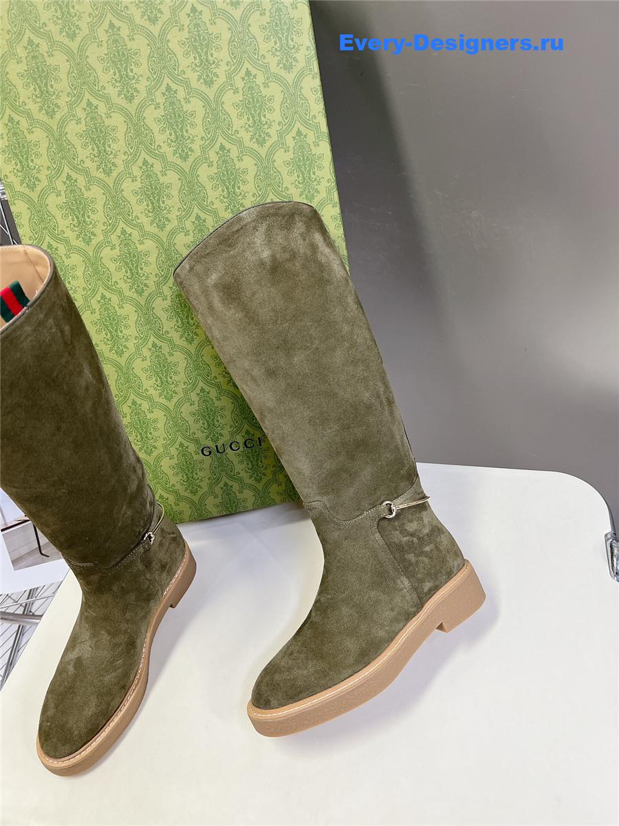 Gvc*1 suede slim horsebit boot in green