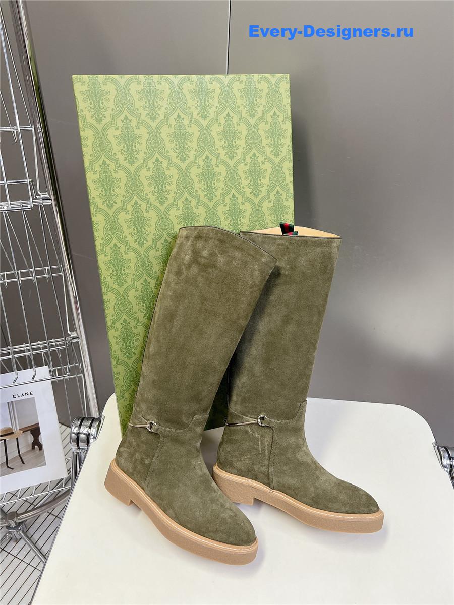 Gvc*1 suede slim horsebit boot in green