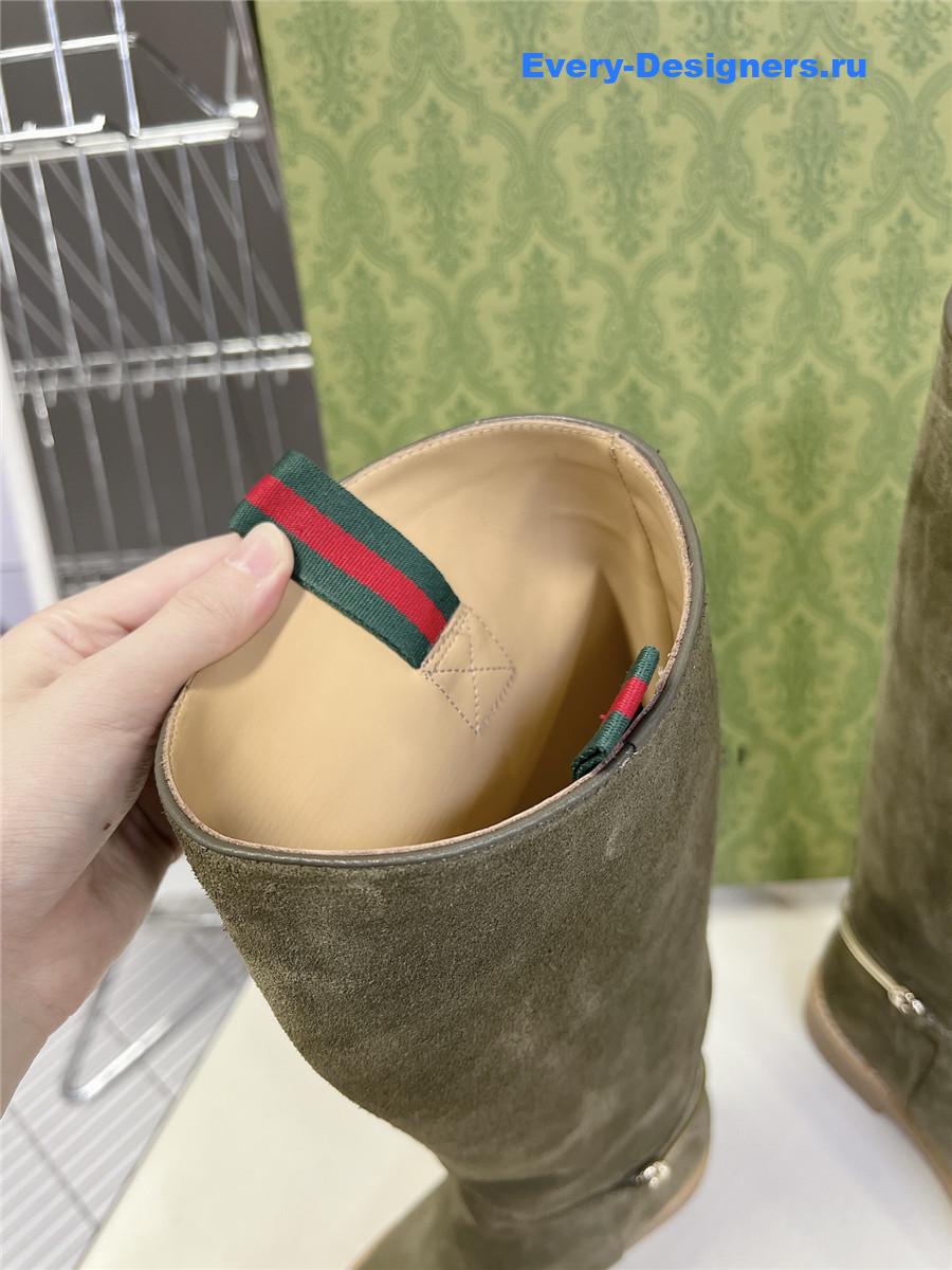 Gvc*1 suede slim horsebit boot in green