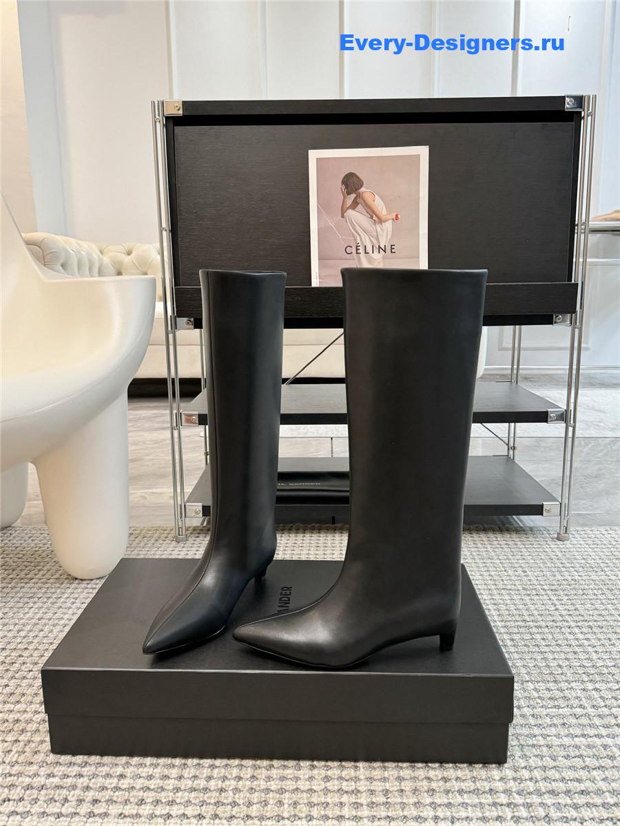 Jil Sander Calfskin Kitten Heel Knee Boots