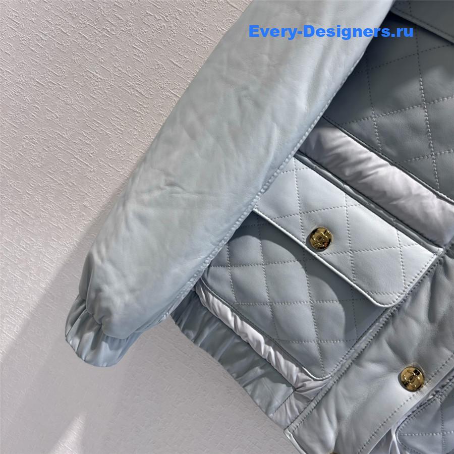CC HOODED LEATHER DOWN JACKET