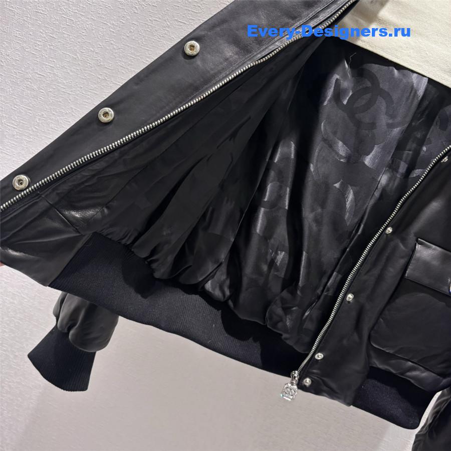 CC leather down jacket