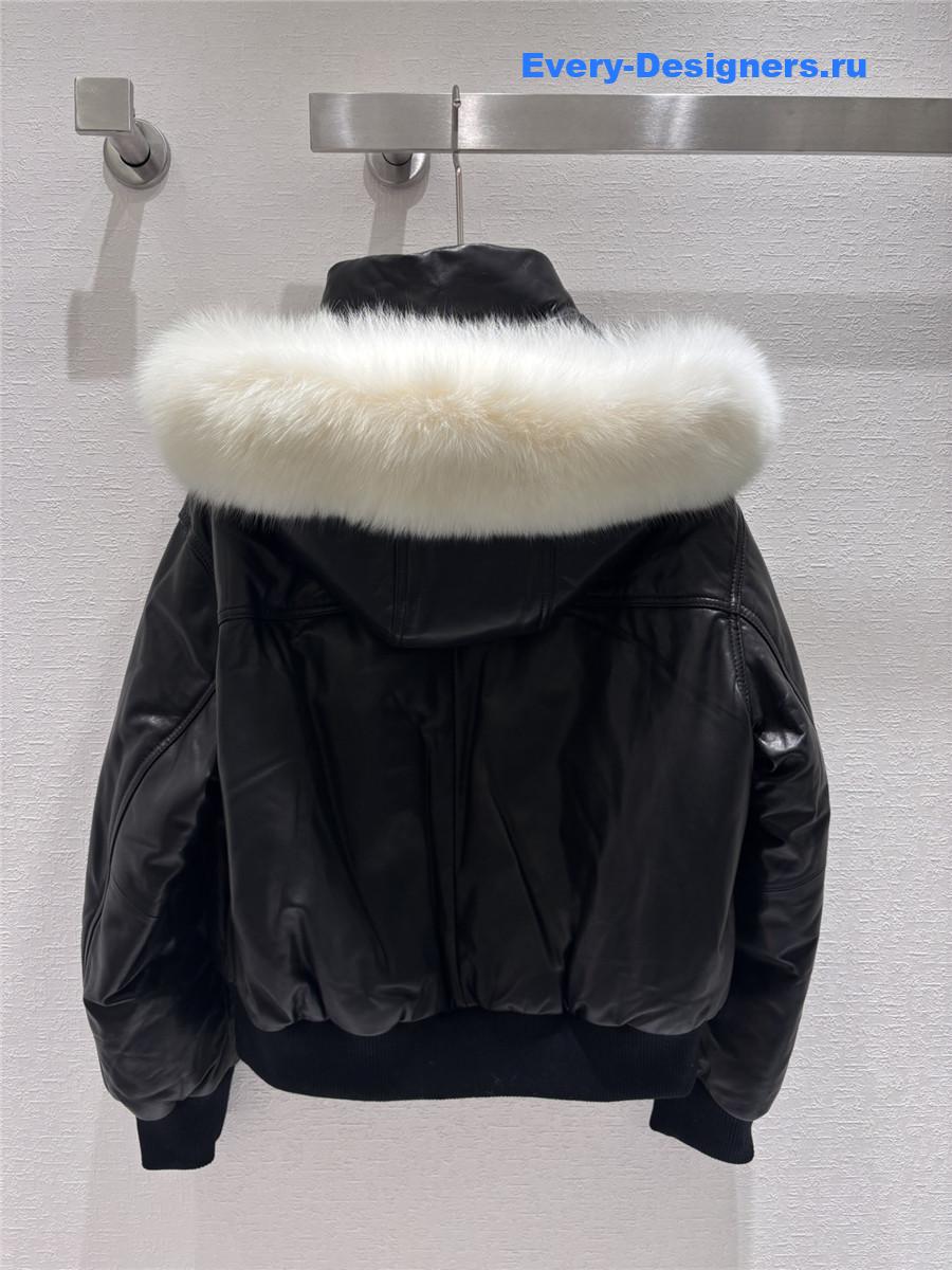 CC leather down jacket
