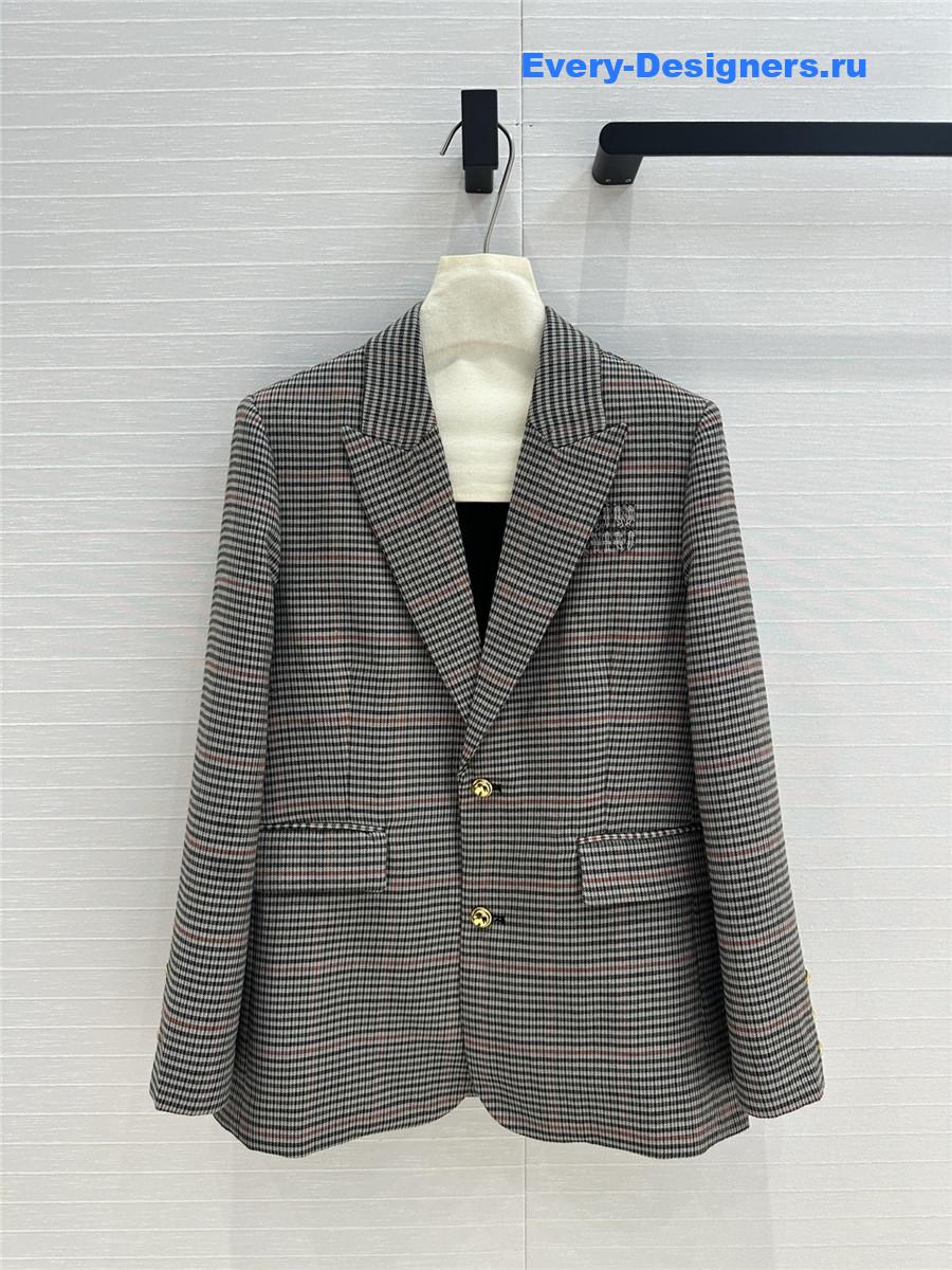M1um1u retro check silhouette suit
