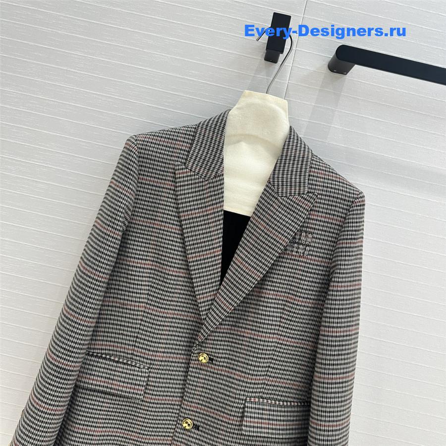 M1um1u retro check silhouette suit