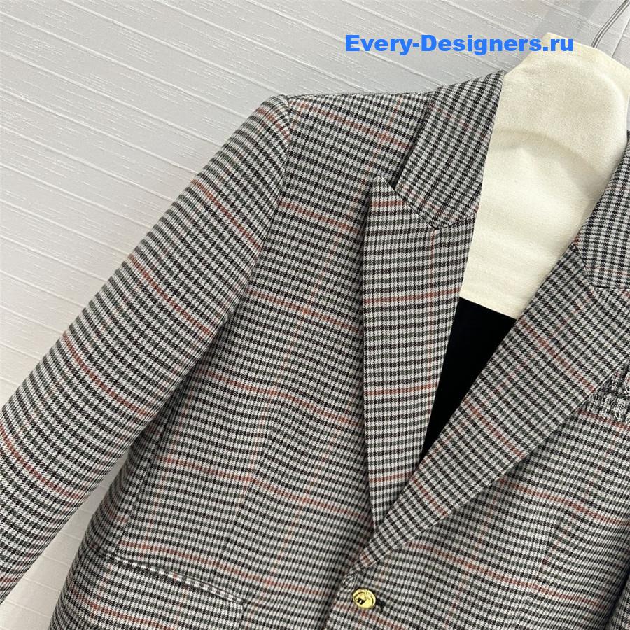 M1um1u retro check silhouette suit
