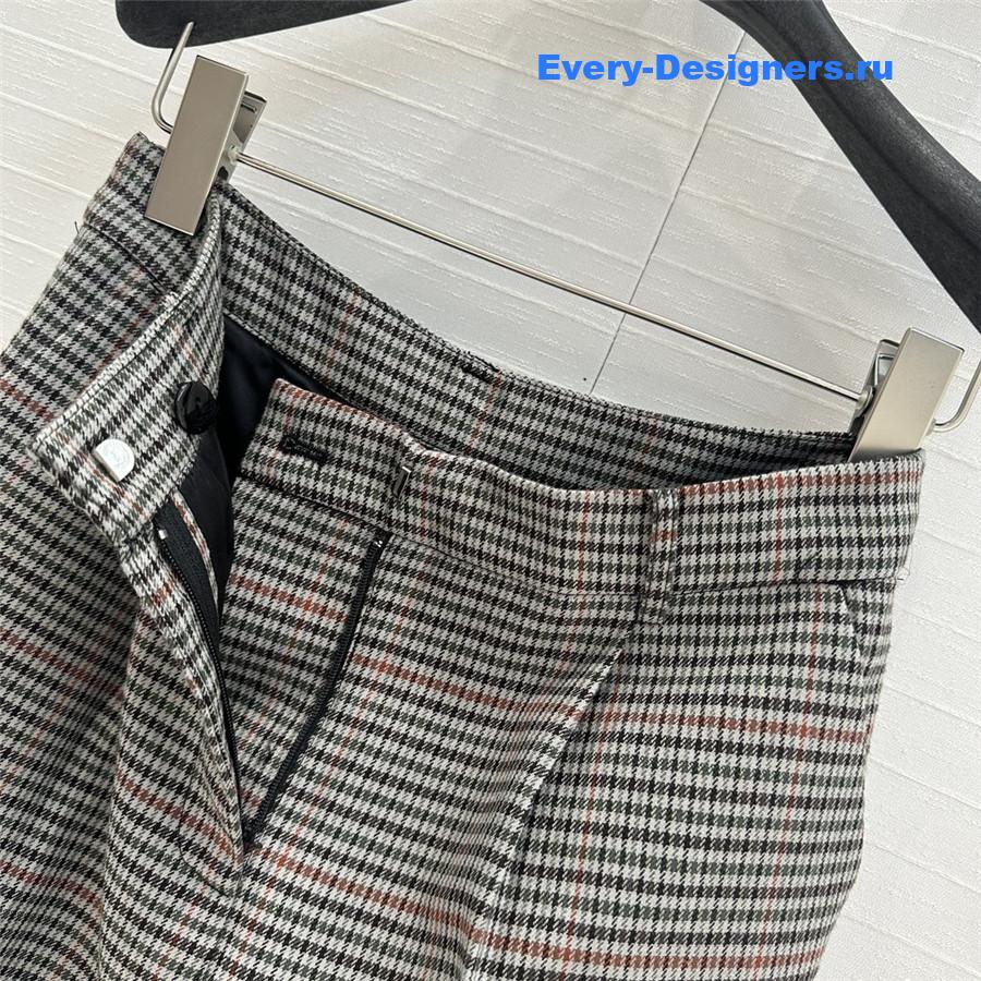M1um1u plaid embroidered lettering trousers