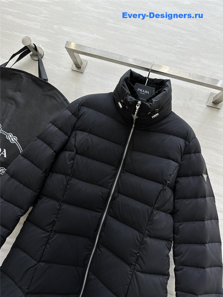 Pra*a stand collar mid-length down jacket