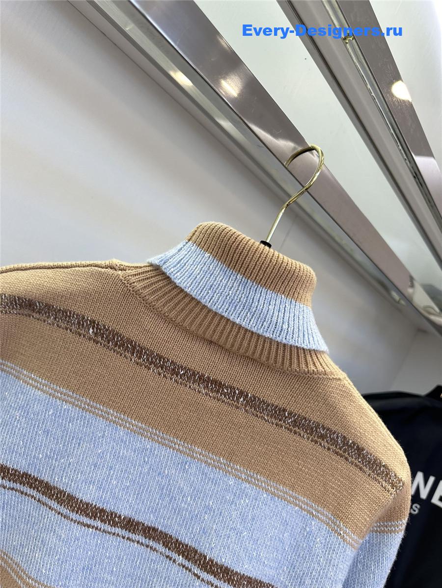 Ch**el blue striped turtleneck sweater