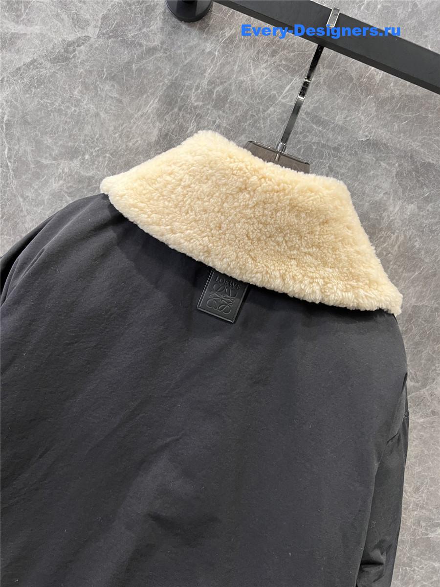 L0ew* genuine shearling lapel quilted coat