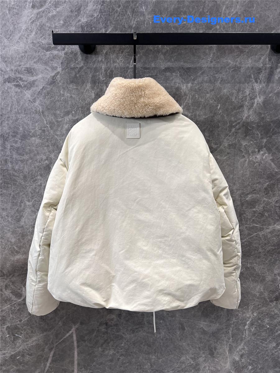 L0ew* genuine shearling lapel quilted coat