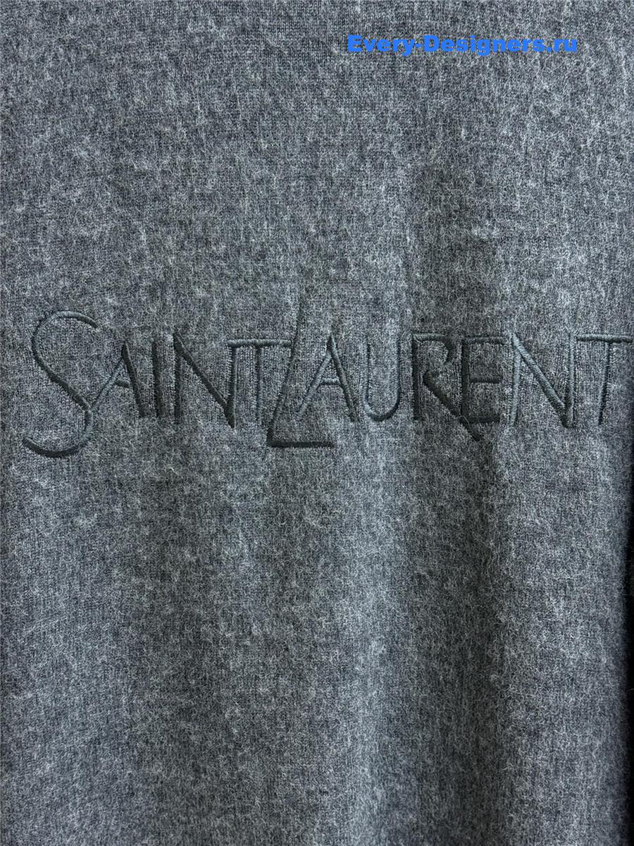 Y51 logo embroidered knit sweater grey