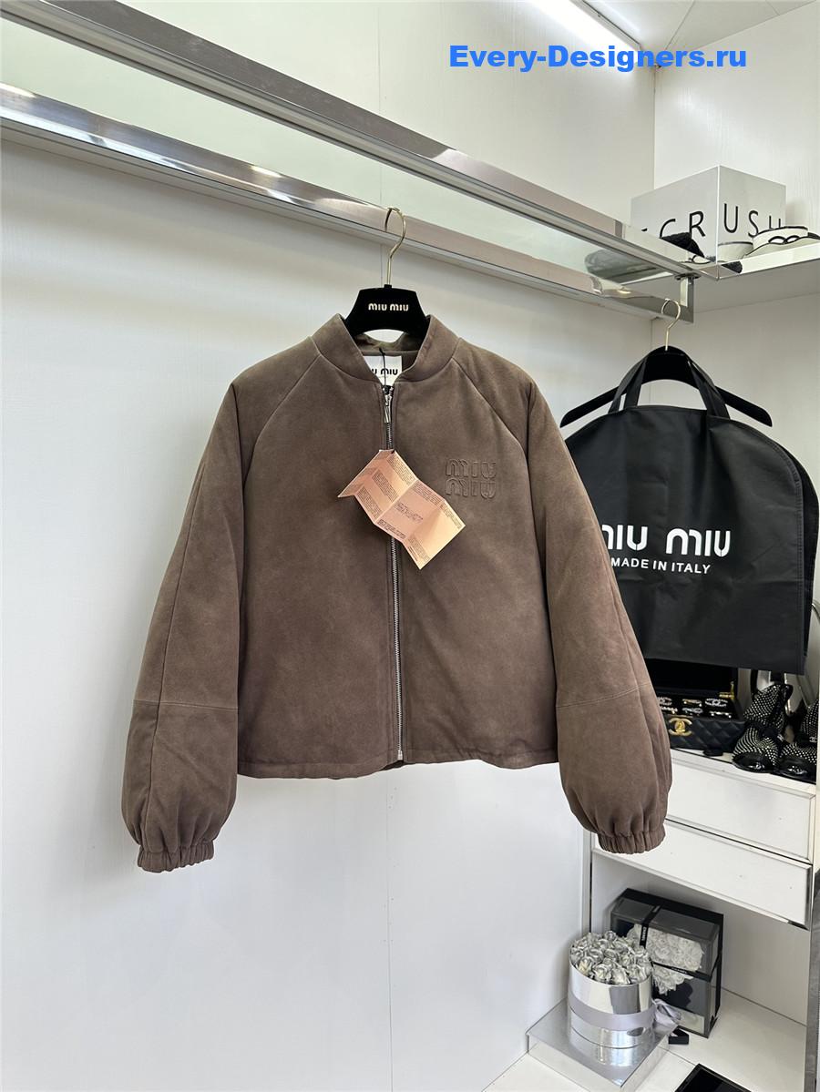 M1um1u leather down jacket