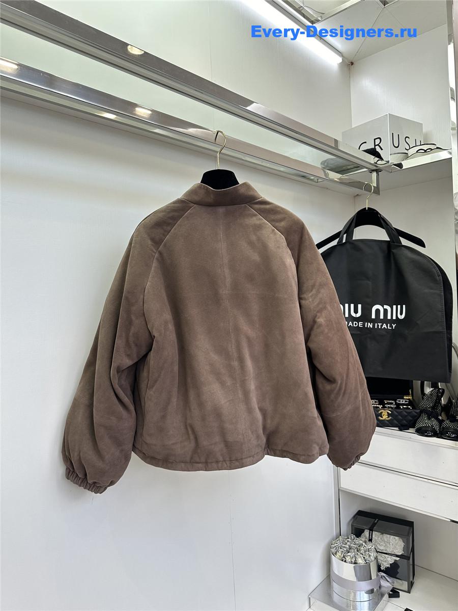 M1um1u leather down jacket
