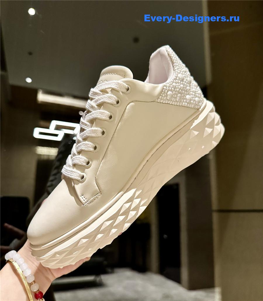 j1m*y ch00 white D1am0nd maxi leather sneakers