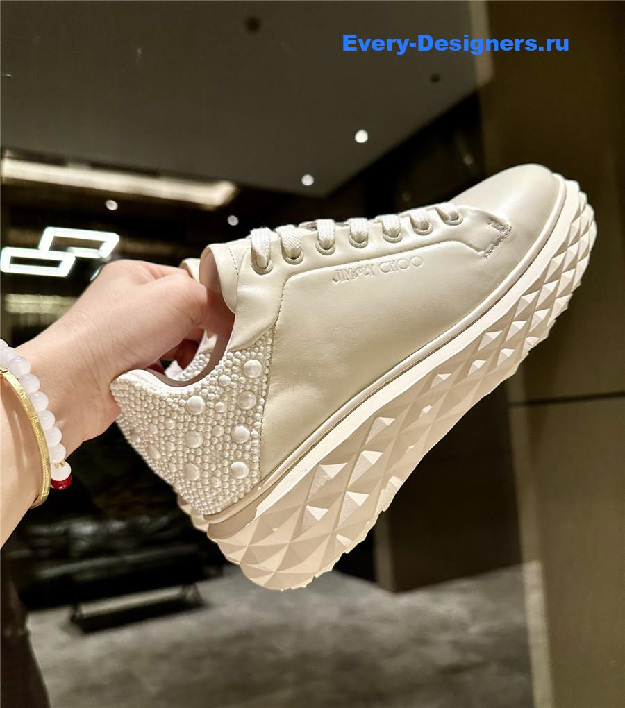 j1m*y ch00 white D1am0nd maxi leather sneakers