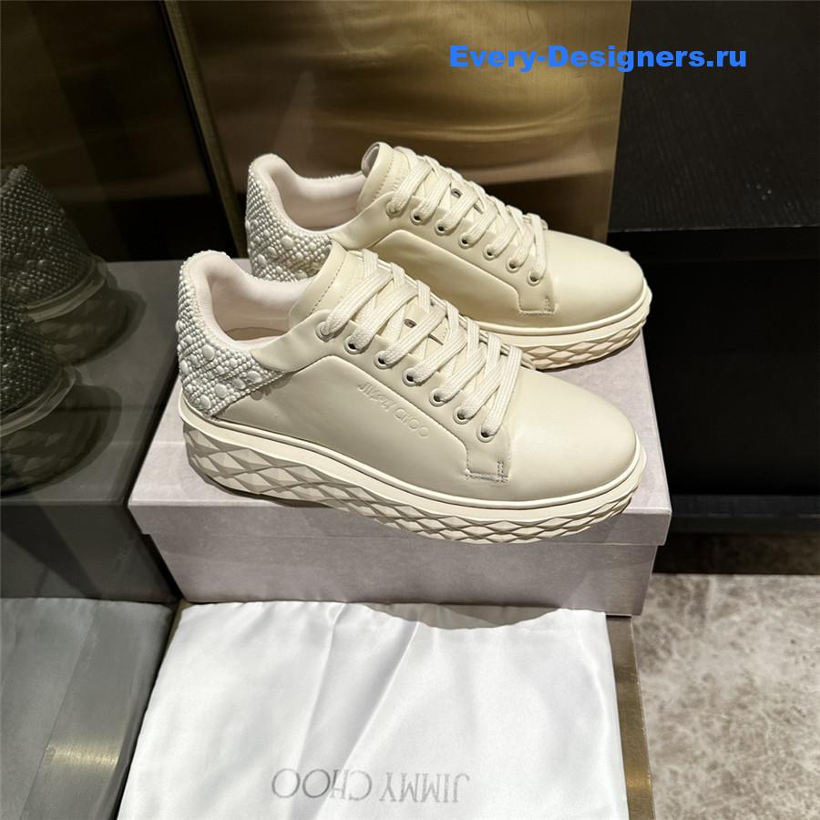 j1m*y ch00 white D1am0nd maxi leather sneakers