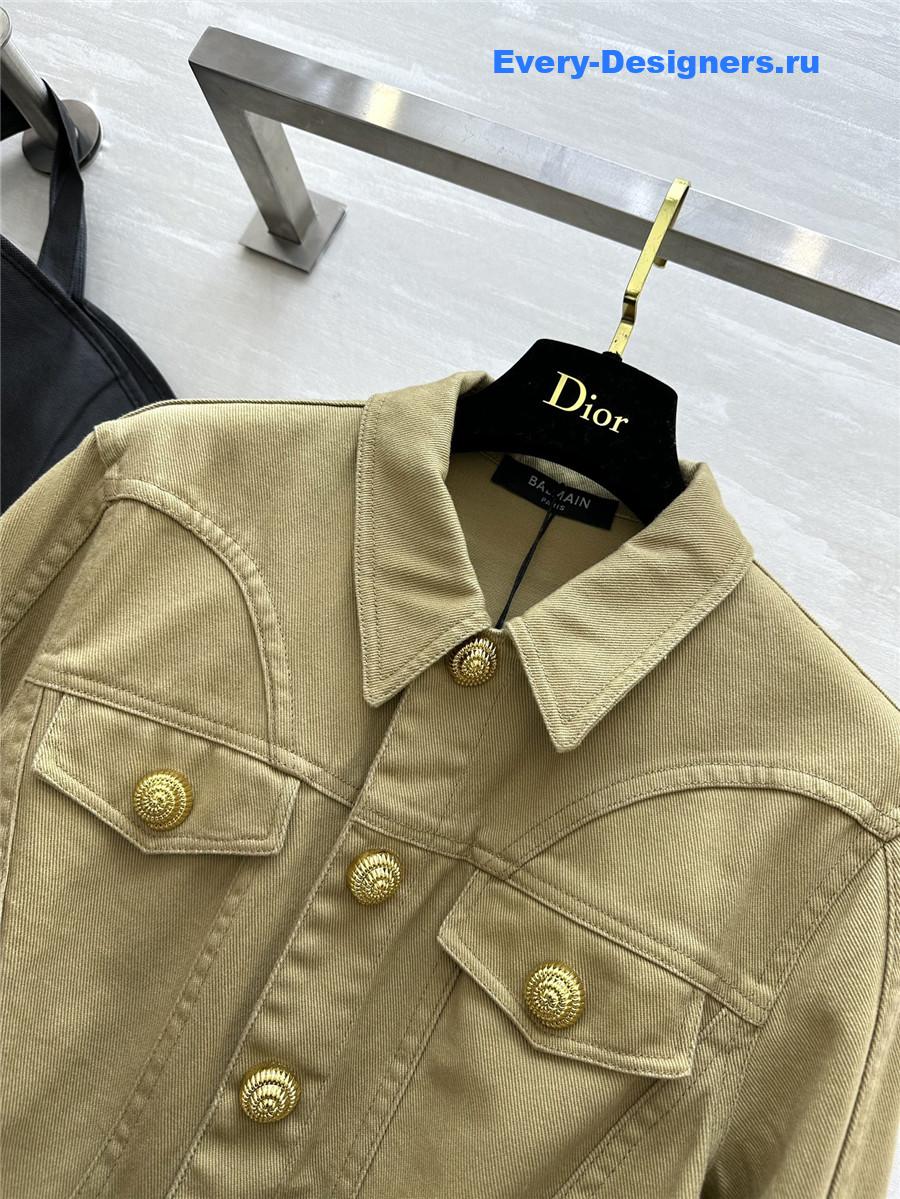 Balmain Khaki waist denim jacket