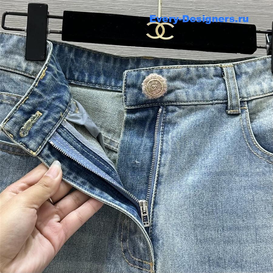 Ch**el high shine rolled jeans
