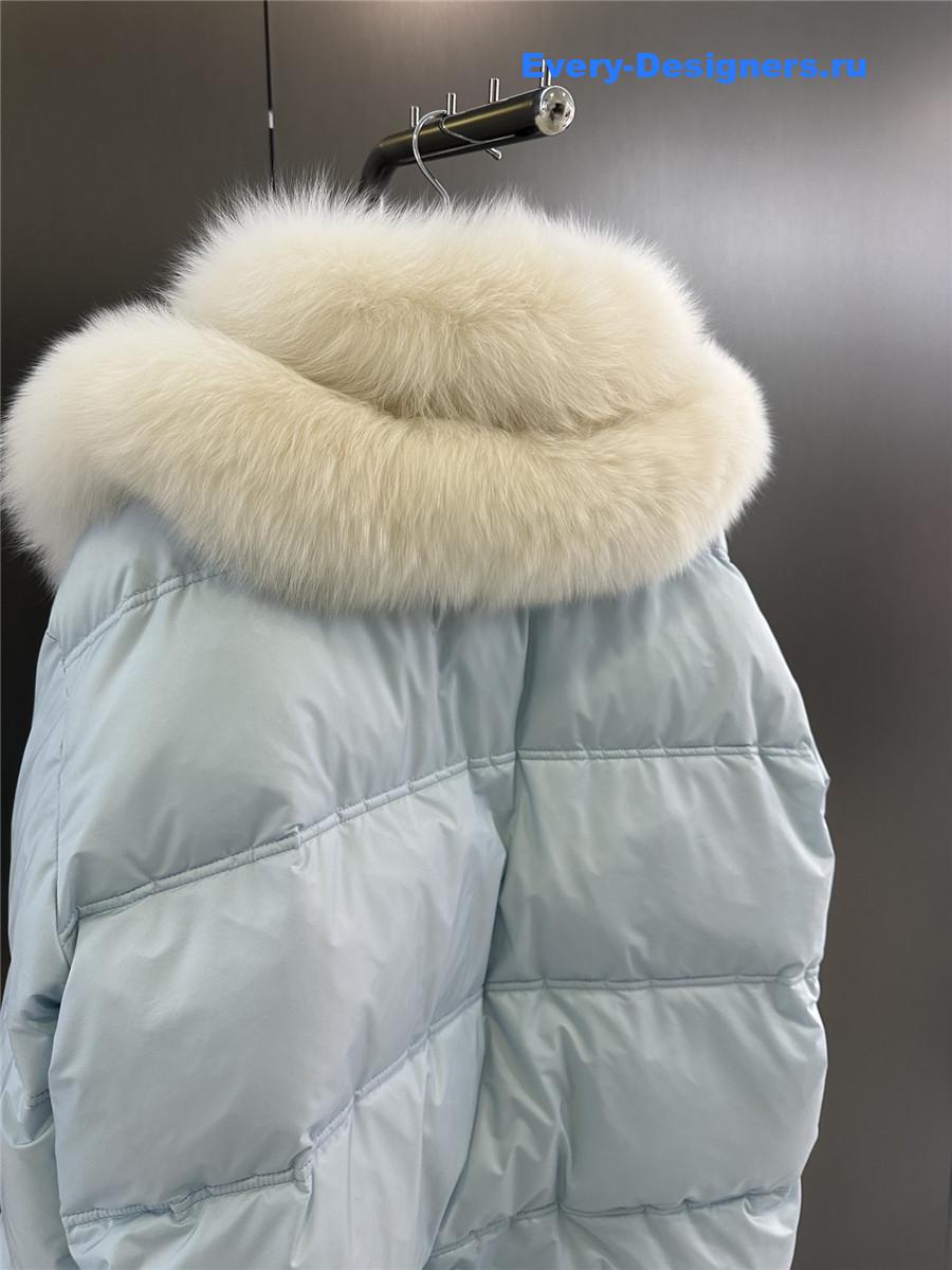 Vanitoo Seia Blue Fur Trim Cube Coat