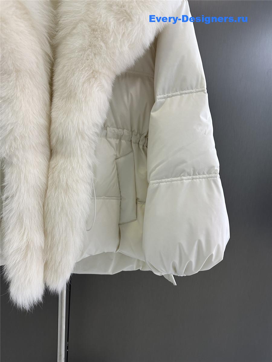 Vanitoo Seia White Fur Trim Cube Coat