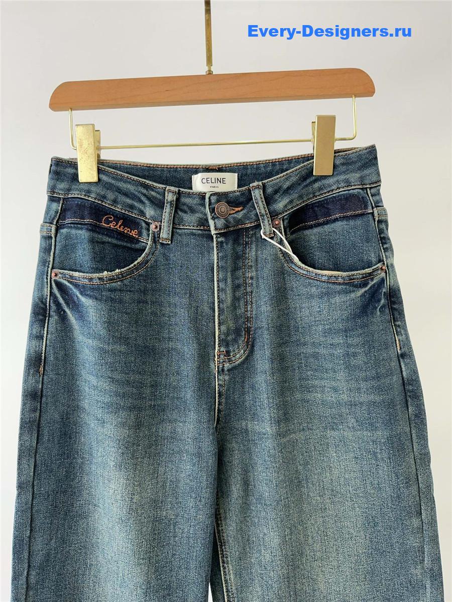 Ce1i*e embroidered fleece jeans