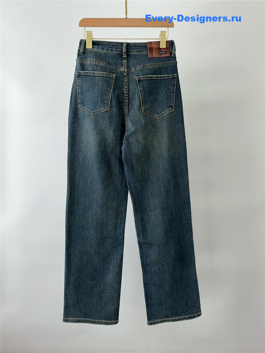 Ce1i*e embroidered fleece jeans