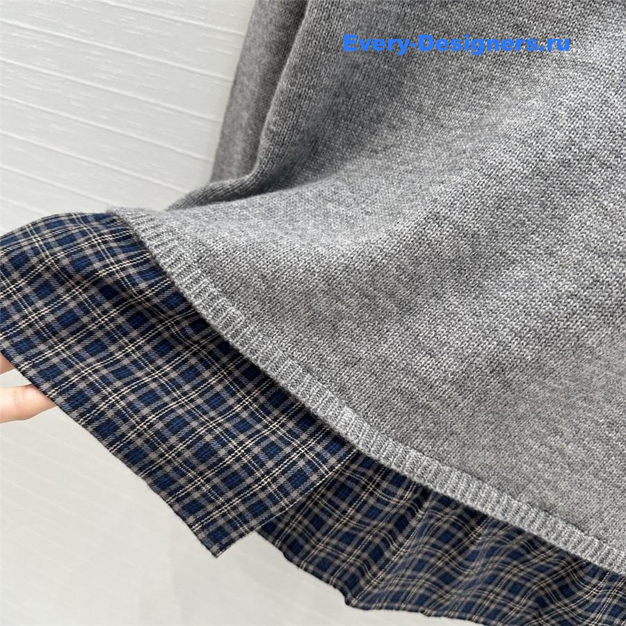 Miu Miu Lining Hem Wool Sweater Grey