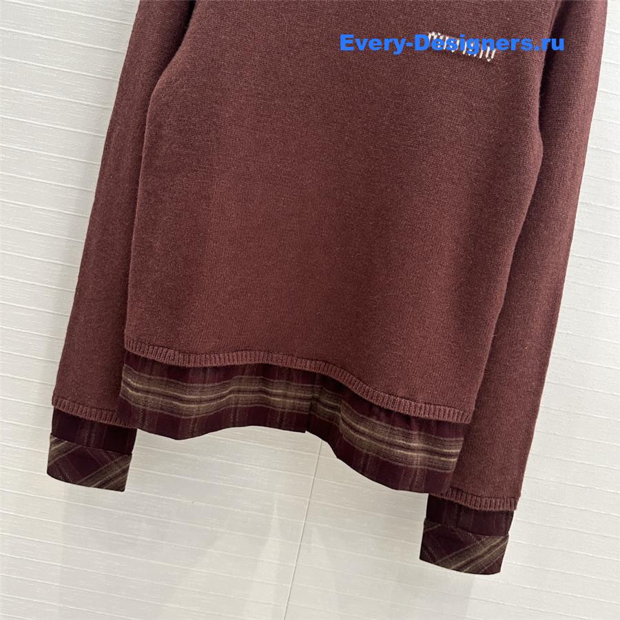 Miu Miu Lining Hem Wool Sweater Red