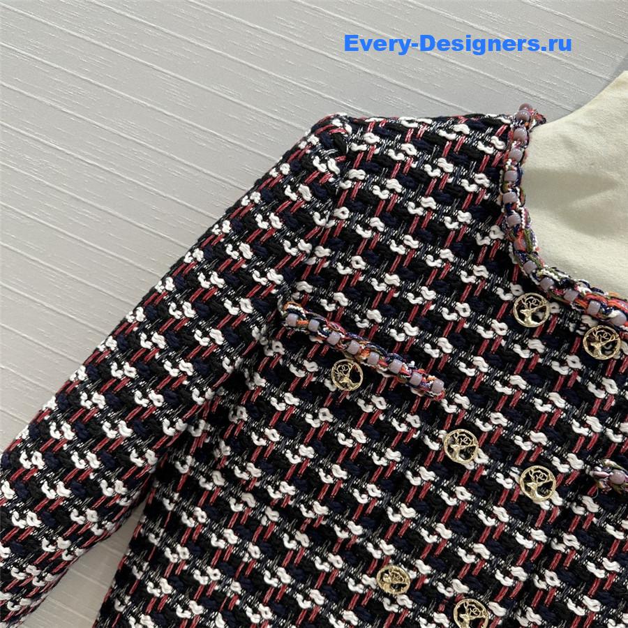 Ch**el check colored yarn short jacket