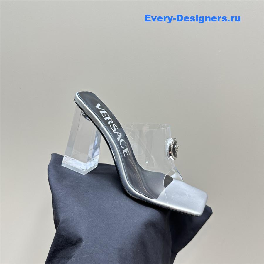 Versace crystal block heel high heel sandals
