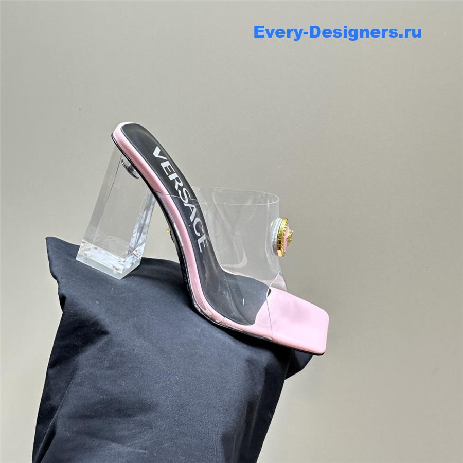 Versace crystal block heel high heel sandals