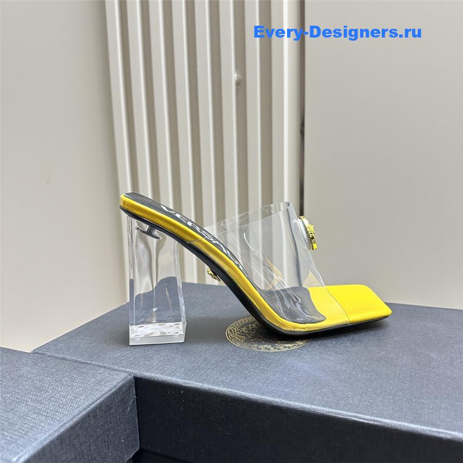 Versace crystal block heel high heel sandals